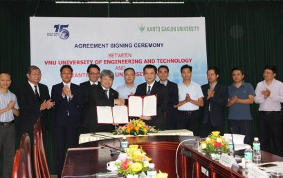 The signing ceremony of student exchange between VNU-UET and Kanto Gakuin University, Japan